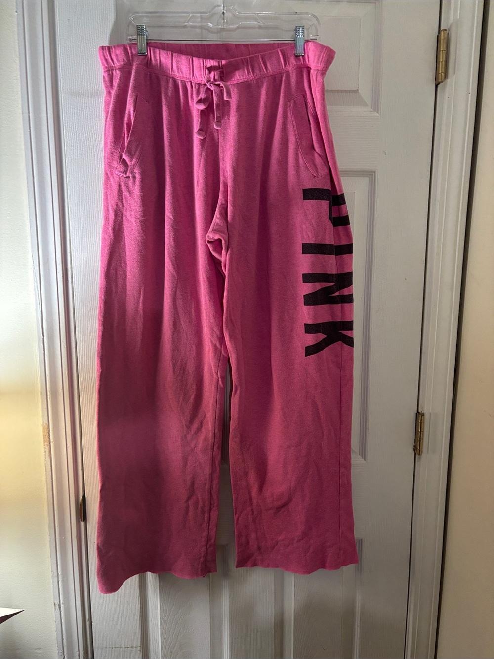 PINK Victoria's Secret Bright Pink Wide-Leg Joggers